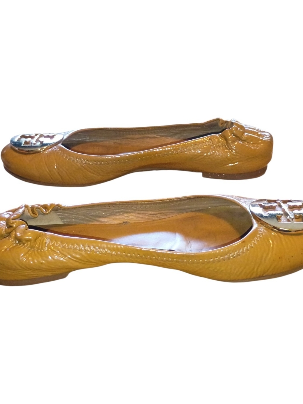 Tory Burch Tan Leather Logo Ballet Flats - Picture 3 of 8
